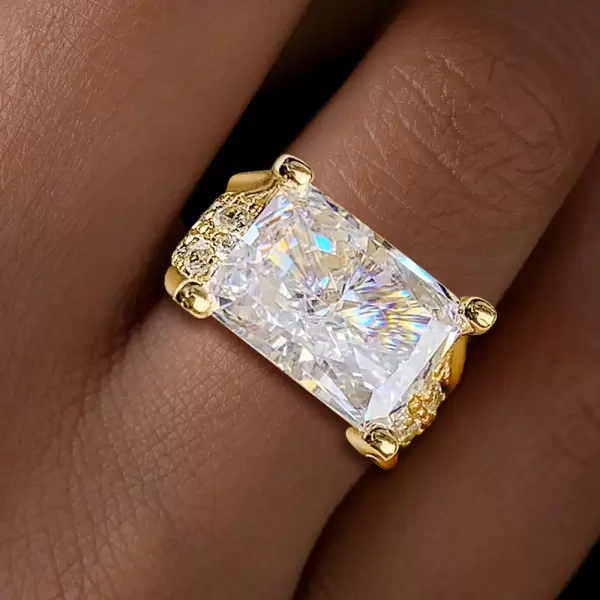9ct Radiant Cut White Sapphire High Profile Engagement Ring