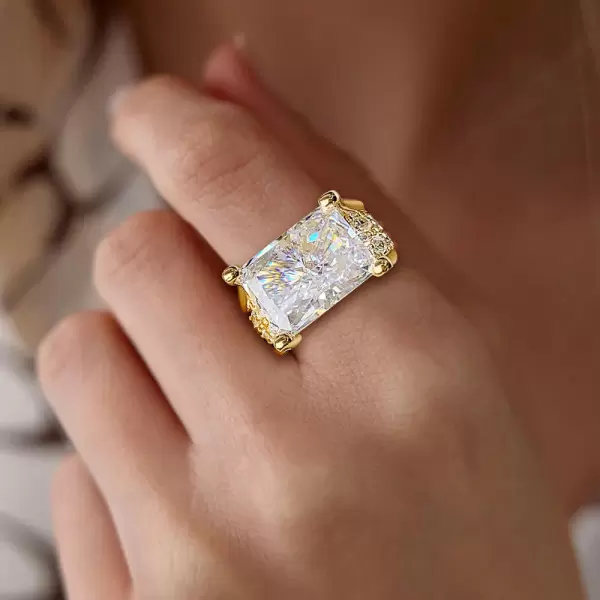 9ct Radiant Cut White Sapphire High Profile Engagement Ring