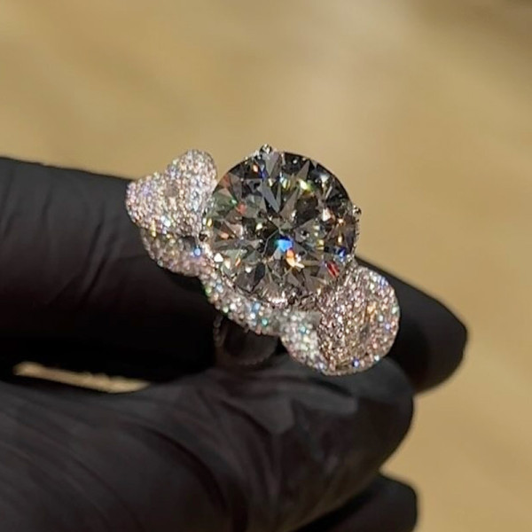 3.8ct Round Cut Allover Paved Infinity Engagement Ring