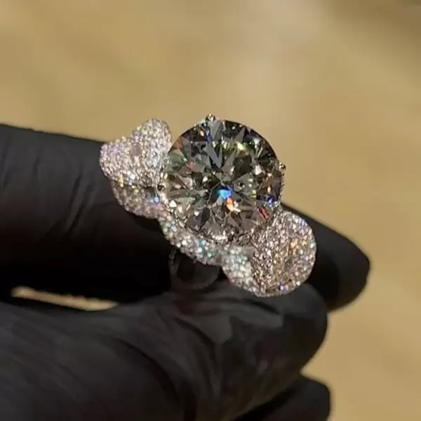 3.8ct Round Cut Allover Paved Infinity Engagement Ring