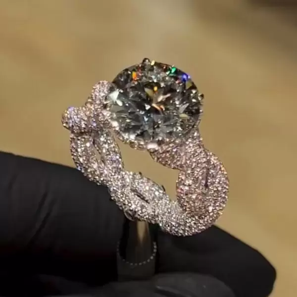 3.8ct Round Cut Allover Paved Infinity Engagement Ring