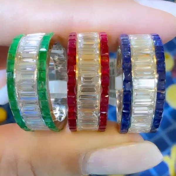 8ctw Baguette Cut Multicolor Eternity Ring