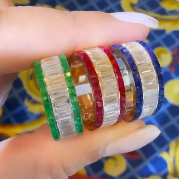 8ctw Baguette Cut Multicolor Eternity Ring