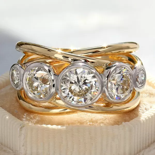 6ctw Round Cut Intertwined Two Tone Cocktail Ring