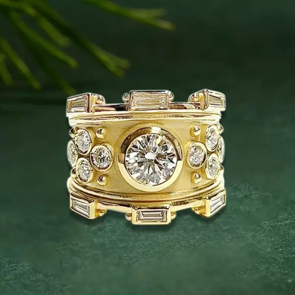 2ct Round Cut Sandblasted Vintage Cocktail Ring