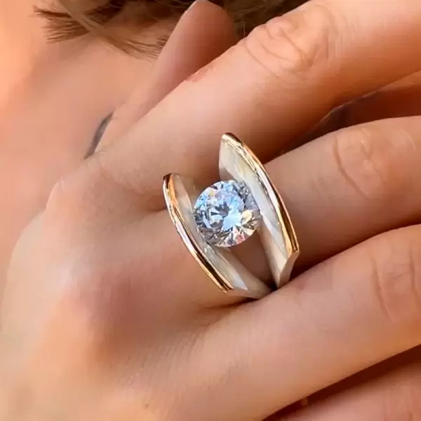 5ct Round Cut Two Tone Modern Engagement Ring