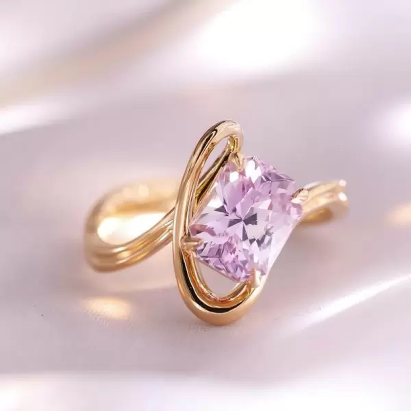 3ct Radiant Cut Lyric Pink Sapphire Modern Ring