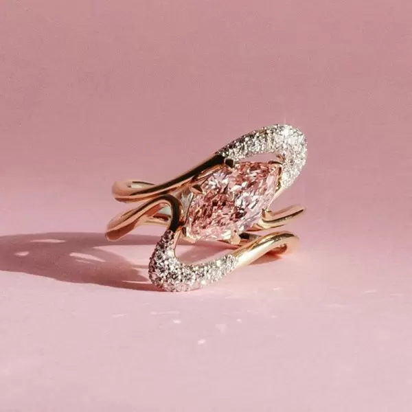 1.5ct Marquise Cut Pink Sapphire Modern Wedding Ring Set