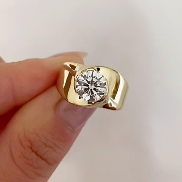 3ct Round Cut White Sapphire Bypass Engagement Ring