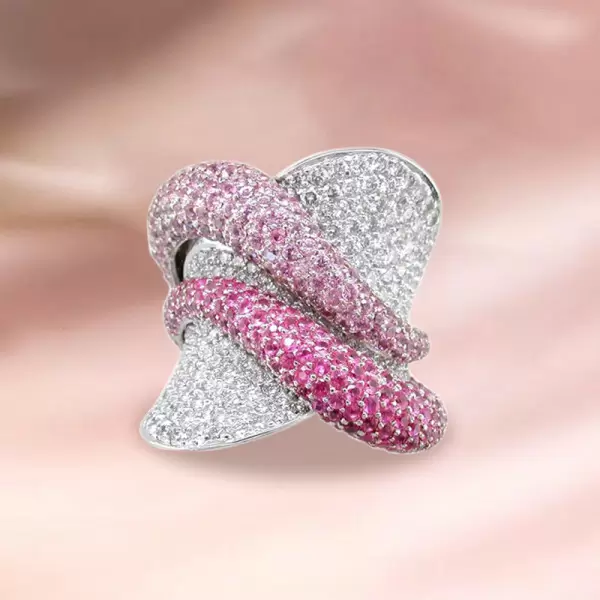 5ctw White and Pink Sapphire Paved Bold Cocktail Ring