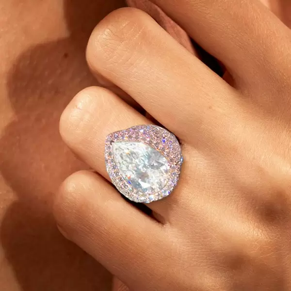 9.3ct Pear Cut Allover Paved Pink Sapphire Cocktail Ring