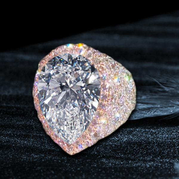 9.3ct Pear Cut Allover Paved Pink Sapphire Cocktail Ring