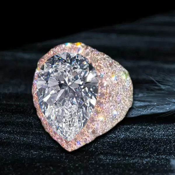 9.3ct Pear Cut Allover Paved Pink Sapphire Cocktail Ring