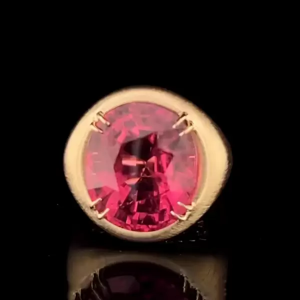 13ct Fat Oval Cut Ruby Matte Hollow Vintage Cocktail Ring 