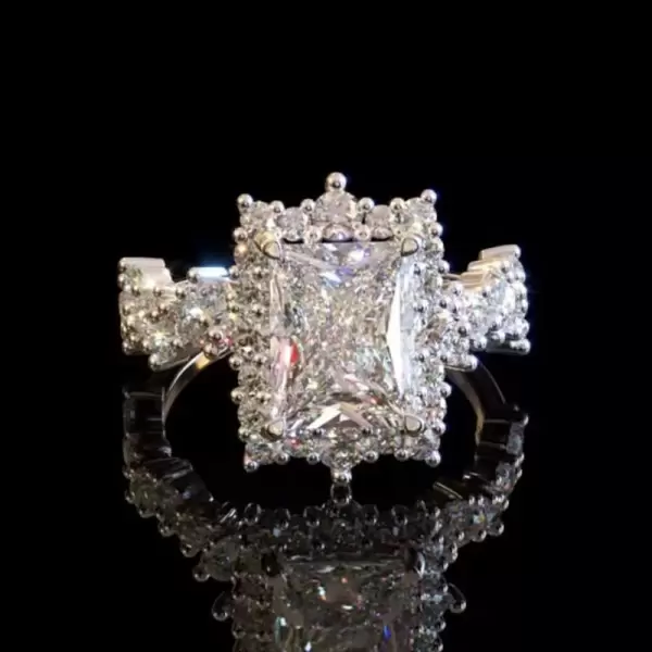 4ct Radiant Cut Vintage Lace Engagement Ring