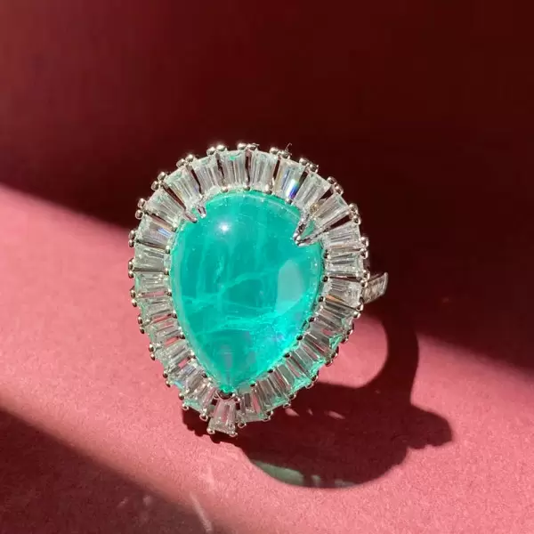10ct Waterdrop-Shaped Paraiba Halo Cocktail Ring