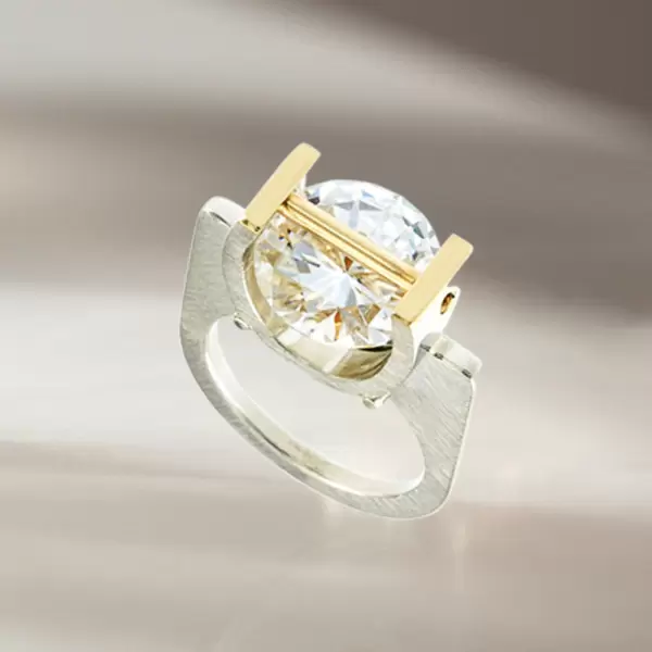 6.8ct Round Cut Tension Set Modern Engagement Ring