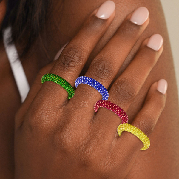 3ctw Multicolor Sapphire Paved Stackable Eternity Ring