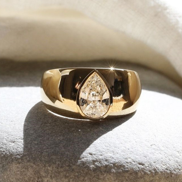 3ct Pear Cut Chucky Modern Engagement Ring