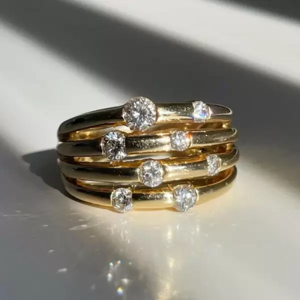 Scattered White Sapphire Modern Wedding Band