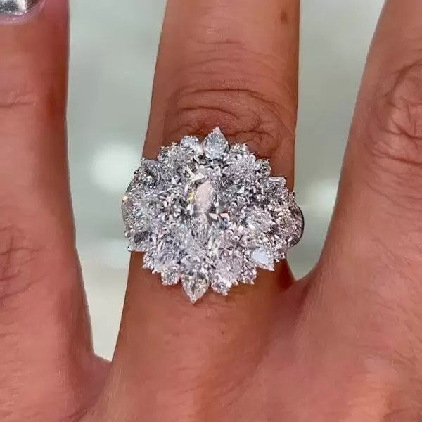 6ctw Multi-cut Cluster White Sapphire Engagement Ring