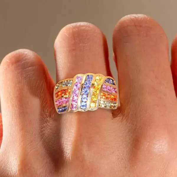 6ctw Multicolor Sapphire Intertwined Cocktail Ring