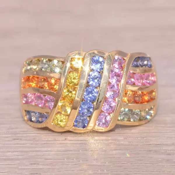 6ctw Multicolor Sapphire Intertwined Cocktail Ring