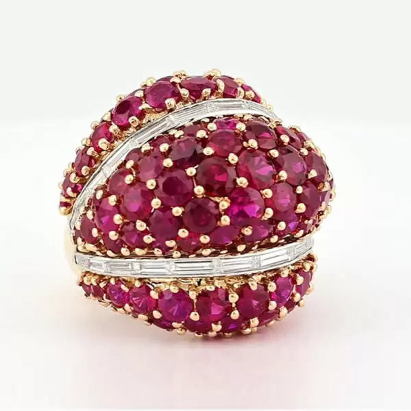 17ctw White Sapphire and Ruby Art-deco Dome Ring