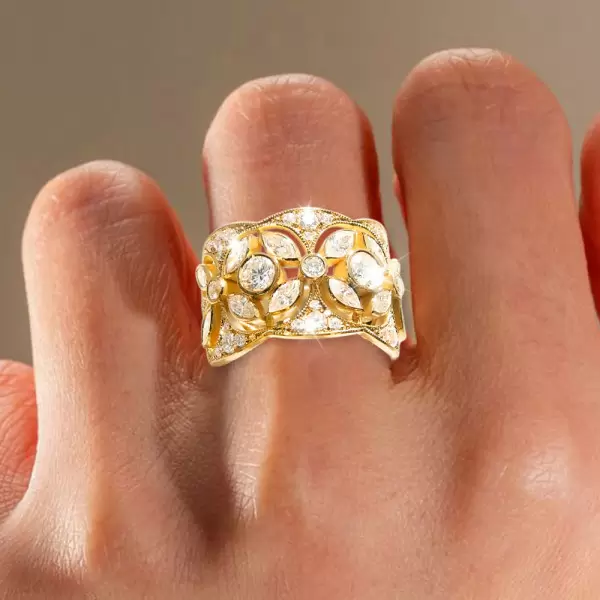 4ctw Marquise Cut White Sapphire Hollow Vintage Cocktail Ring