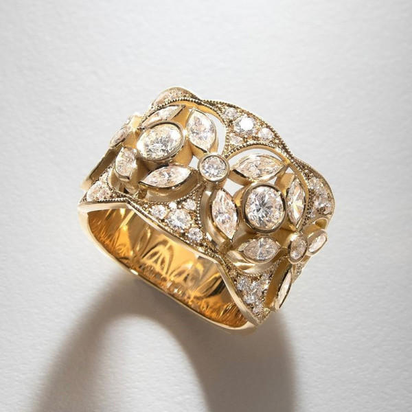 4ctw Marquise Cut White Sapphire Hollow Vintage Cocktail Ring