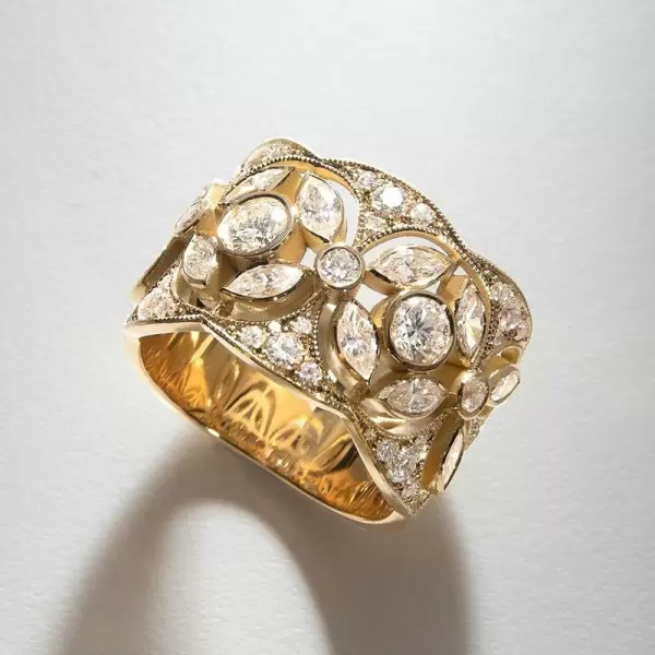 4ctw Marquise Cut White Sapphire Hollow Vintage Cocktail Ring