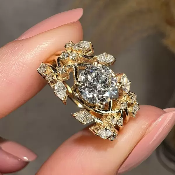 2ct Round Cut Nature Inspire Leaf Engagement Ring