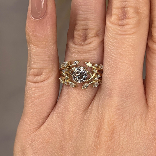 2ct Round Cut Nature Inspire Leaf Engagement Ring