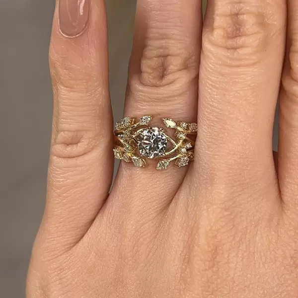 2ct Round Cut Nature Inspire Leaf Engagement Ring
