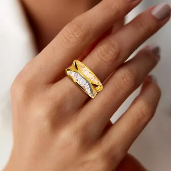 Baguette Cut Vintage Knife Edge Style Ring