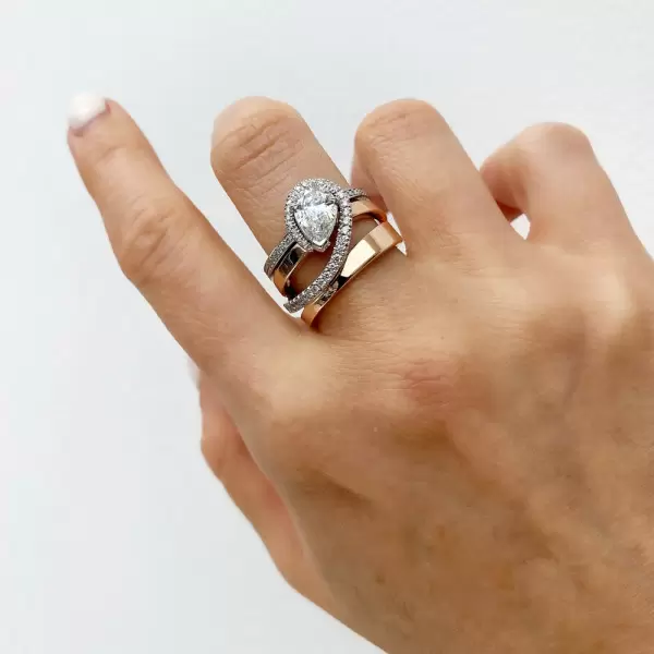 1.5ct Pear Cut Two Tone Intertwined Modern Engagement Ring
