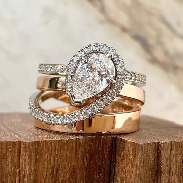 1.5ct Pear Cut Two Tone Intertwined Modern Engagement Ring