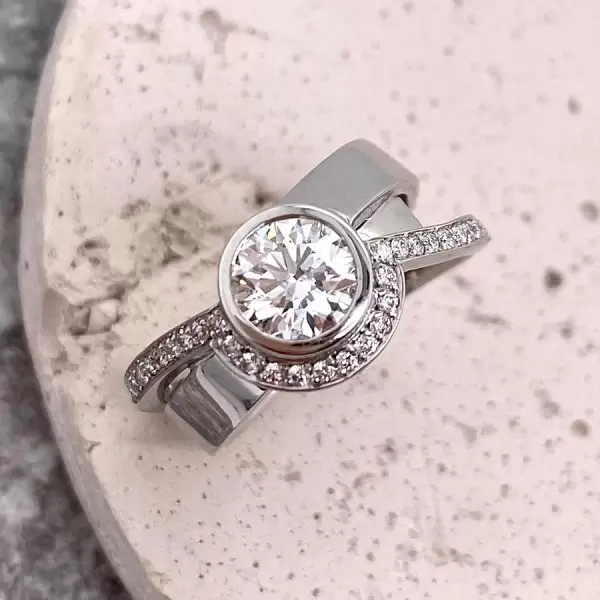 2ct Round Cut Intertwined Modern Bypass Engagement Ring