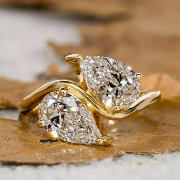 3ctw Pear Cut Asymmetric Toi Et Moi Promise Ring