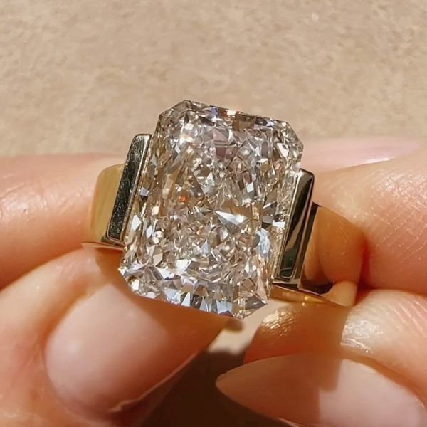 8ct Radiant Cut Tension Set Gold Tone Engagement Ring