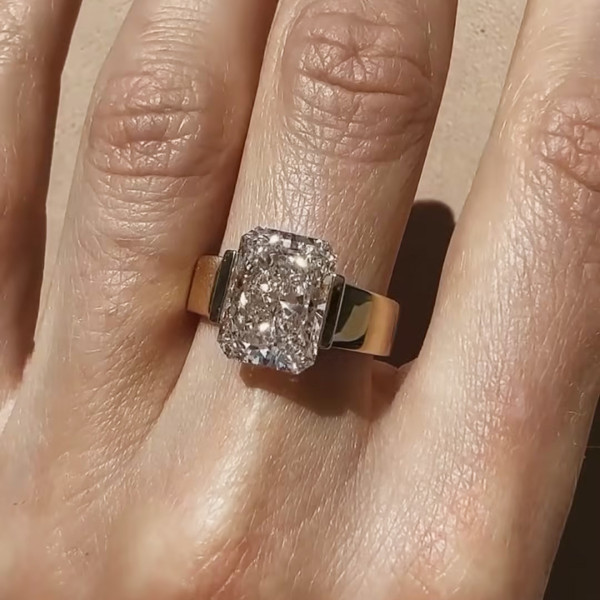8ct Radiant Cut Tension Set Gold Tone Engagement Ring