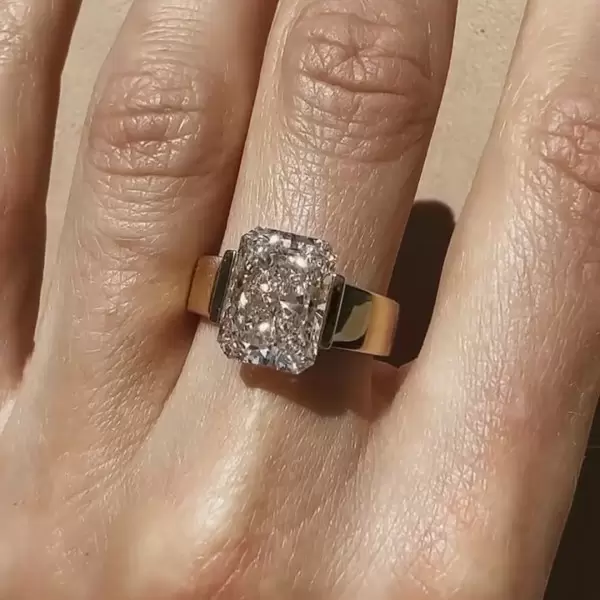 8ct Radiant Cut Tension Set Gold Tone Engagement Ring