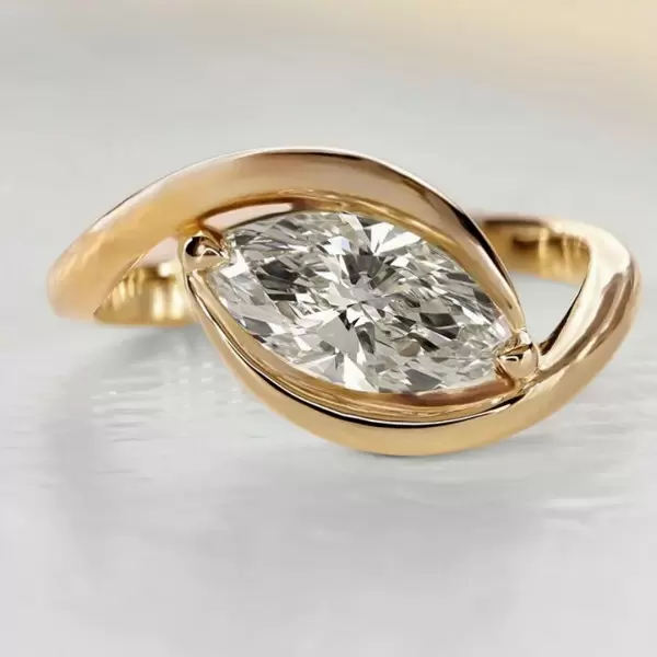 1.5ct Marquise Cut Gold Tone Modern Engagement Ring