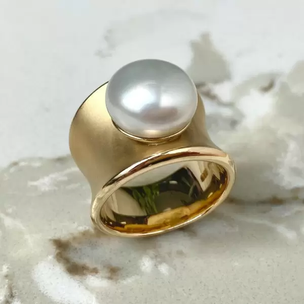 12MM Pearl Modern Sculptural Engagement Ring