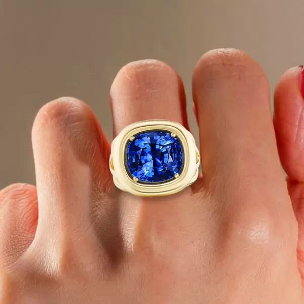 7.5ct Cushion Cut Blue Sapphire Modern Cocktail Ring