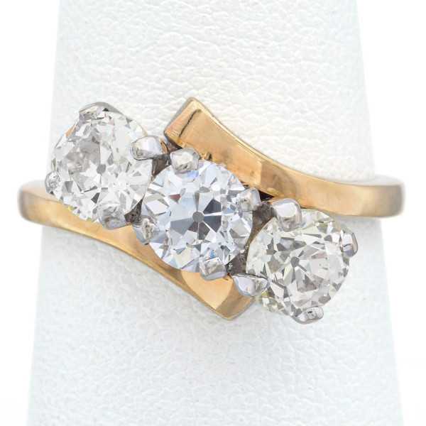 3.5ctw Round Cut Two Tone Bypass Engagement Ring