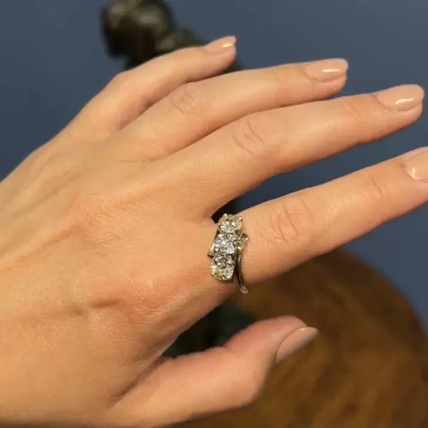 3.5ctw Round Cut Two Tone Bypass Engagement Ring