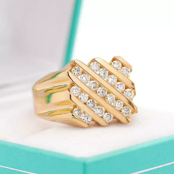 Channel Set Cluster White Sapphire Unisex Ring
