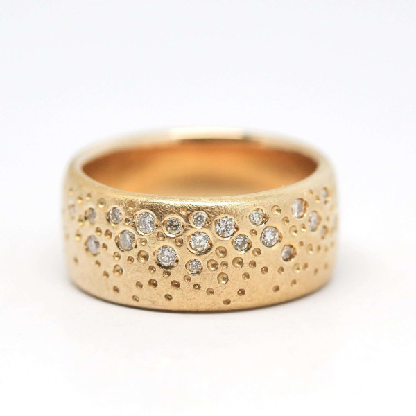Flush Set Satin Finish Texture Matte Starry Wedding Band