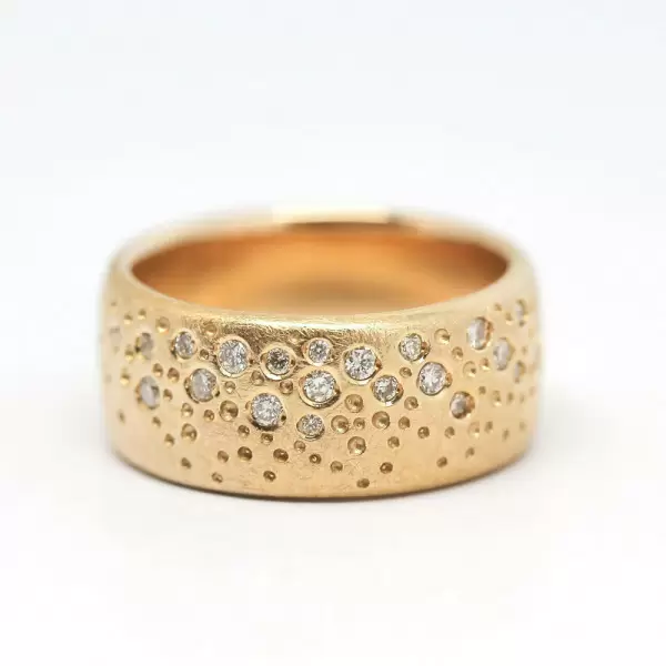 Flush Set Satin Finish Texture Matte Starry Wedding Band